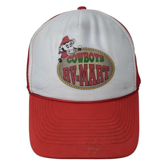 Unbranded Other - Cowboys Rv-Mart Snapback Trucker Hat Red One Size Adjustable Mesh Back Rope